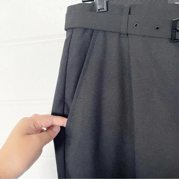 The Kooples Women’s Wide Tapered Cuffed High Rise Black Wool Trousers Waist 34” - Picture 5 of 11